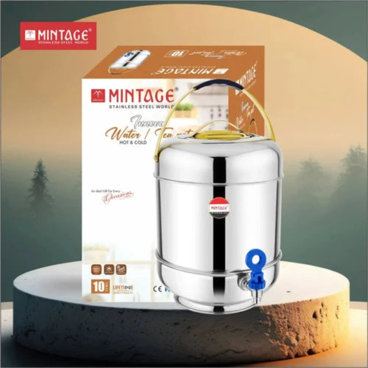 Mintage 5L Stainless Steel Water Pot Innova Hot & Cold with Golden Lid - WTI-05
