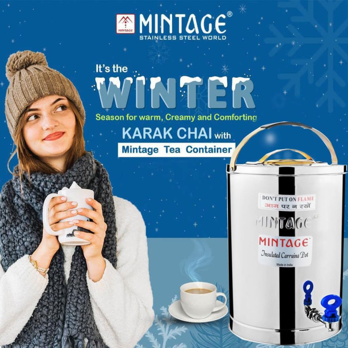 Mintage 2.5L Hot & Cold Tea Container Sleek Alpine With Golden Lid - TCA-25