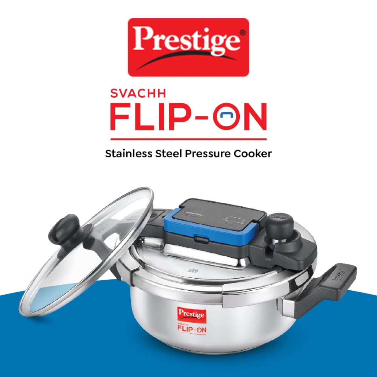 Prestige 3L Svachh FLIP-ON Stainless Steel Pressure Cooker with Glass Lid