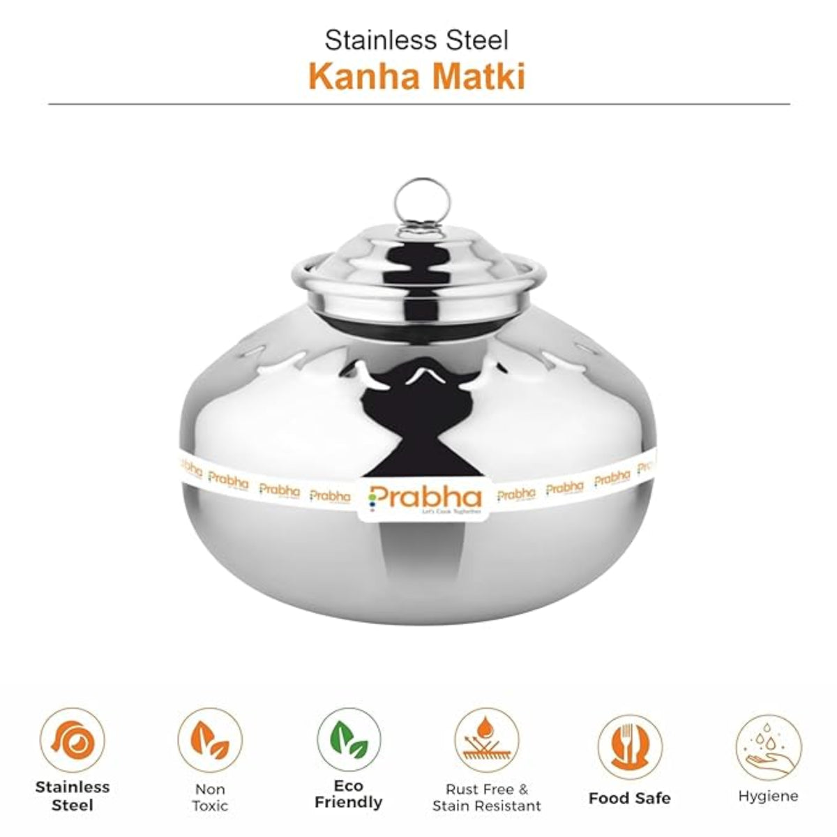 Prabha Stainless Steel Kanha Matki / Waterpot