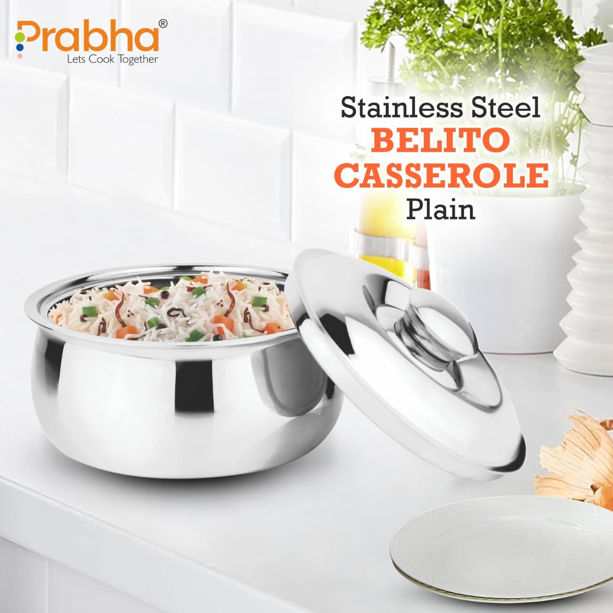 Prabha Stainless Steel Belito Casserole With Lid