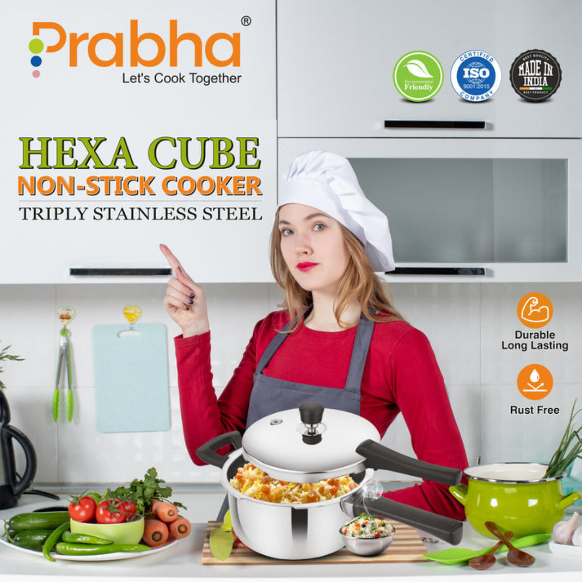 Prabha Triply Hexa Cube Non Stick Pressure Cooker