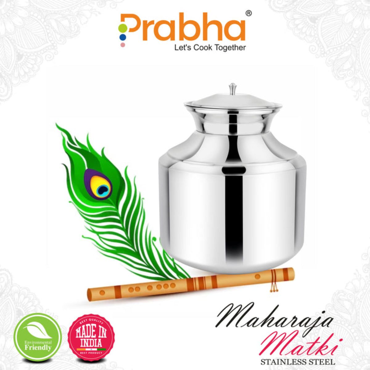 Praha Stainless Steel Water Storing Maharaja Plain Matki for Home & Kitchen
