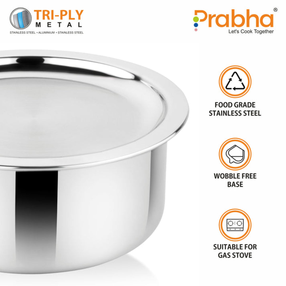 Prabha Elante Tri-ply Tope With Lid