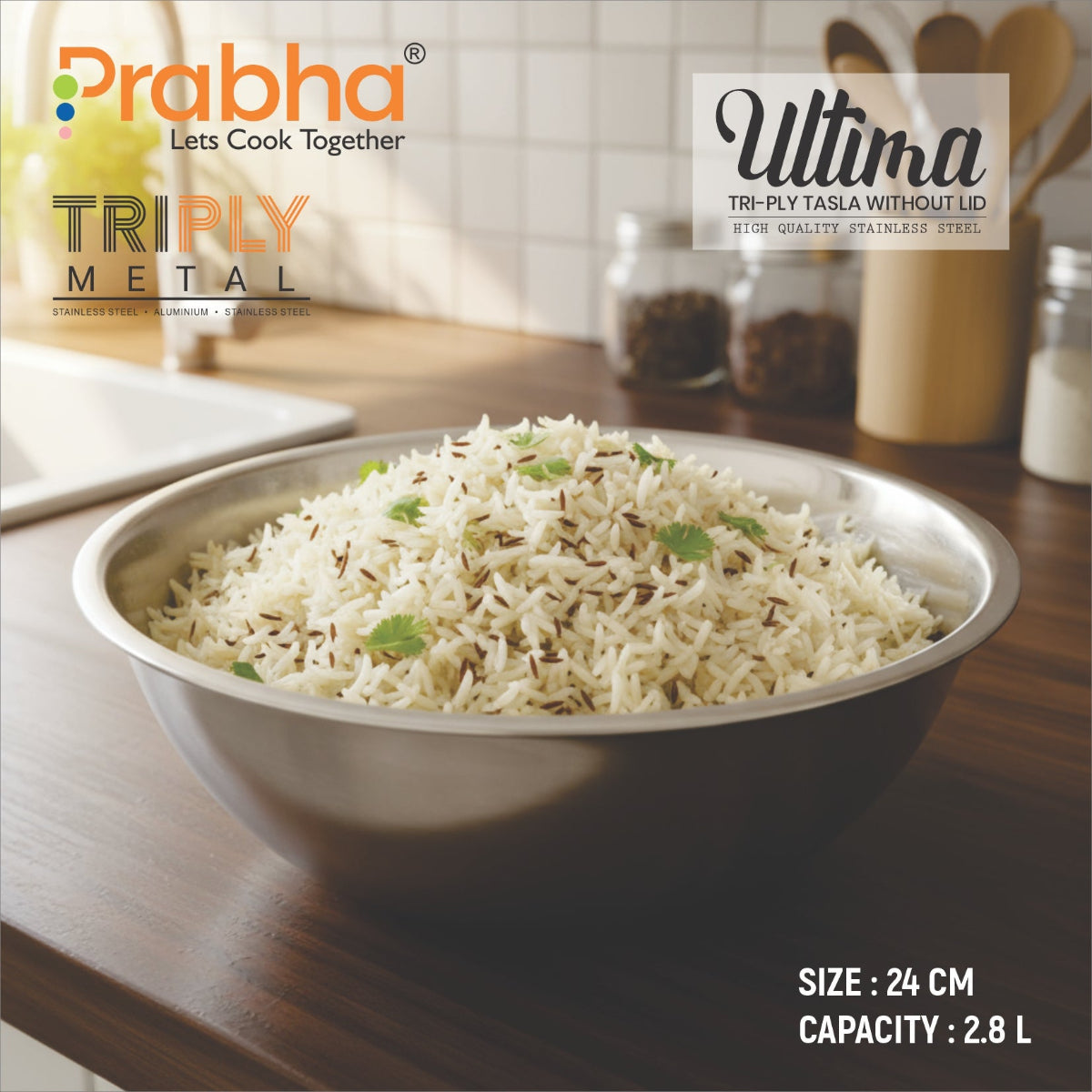 Prabha Elante Triply Tasla 6 pcs Set ( 20cm ,22cm ,24cm Each 2 pcs )