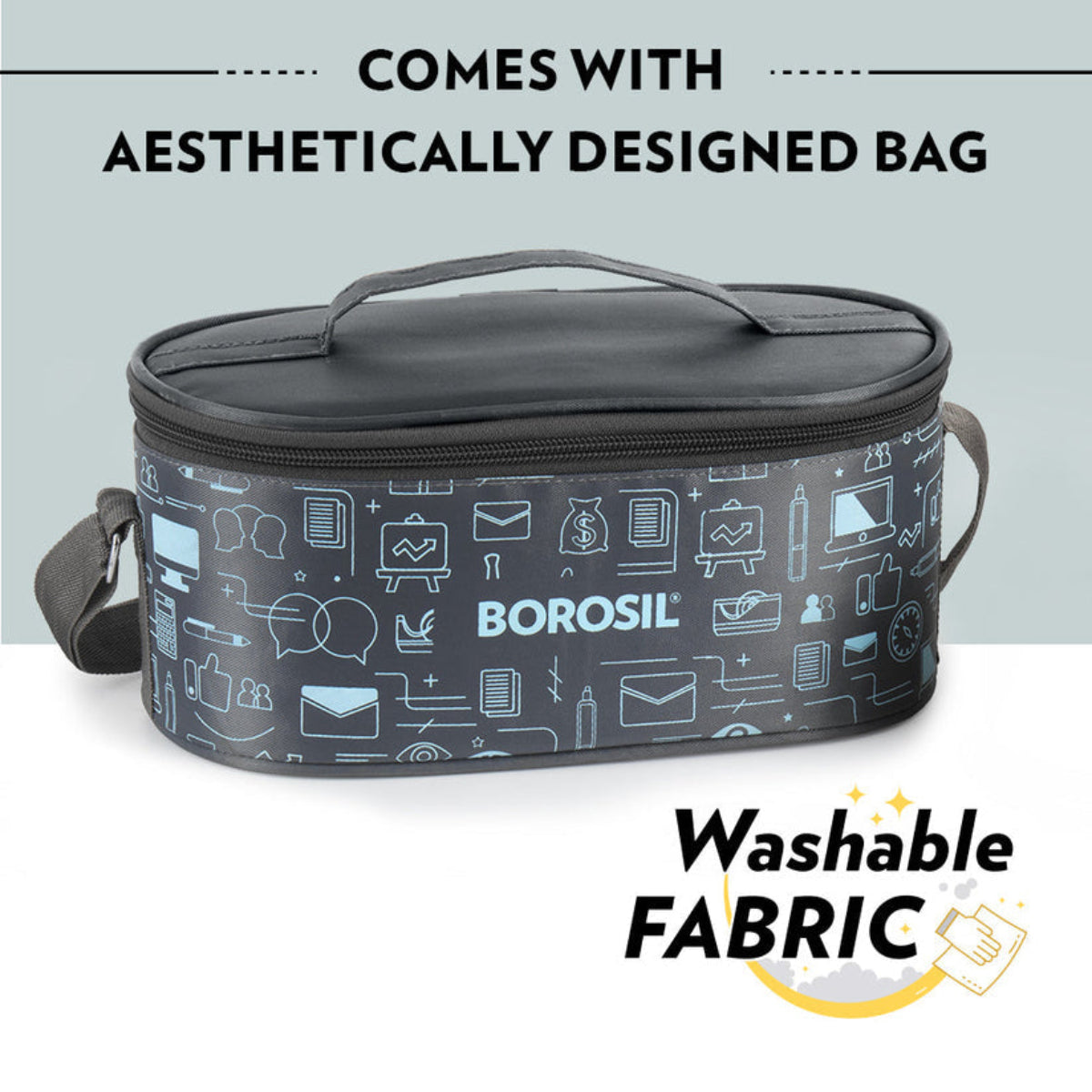 Borosil Carryfresh SS Insulated Lunchbox, Set of 3, (475ml x 1) + (280ml x 2)