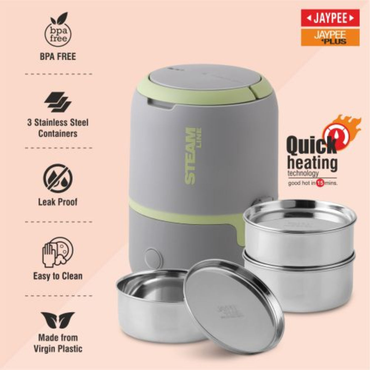 Jaypee Plus Steam Line Electric Lunch Box 900 ml