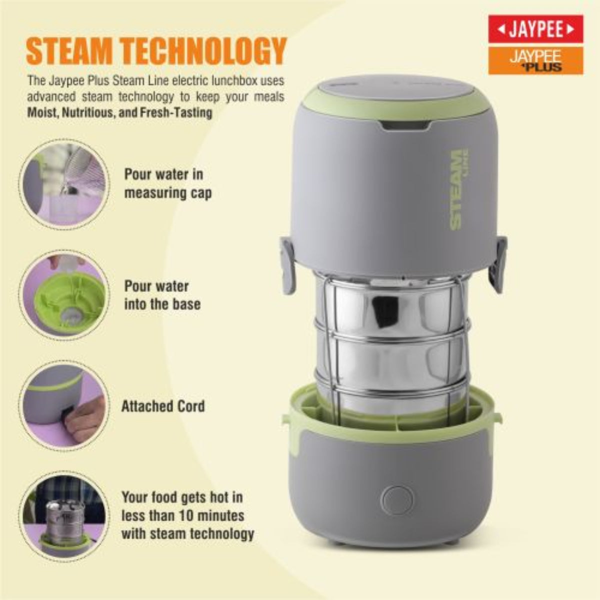 Jaypee Plus Steam Line Electric Lunch Box 900 ml