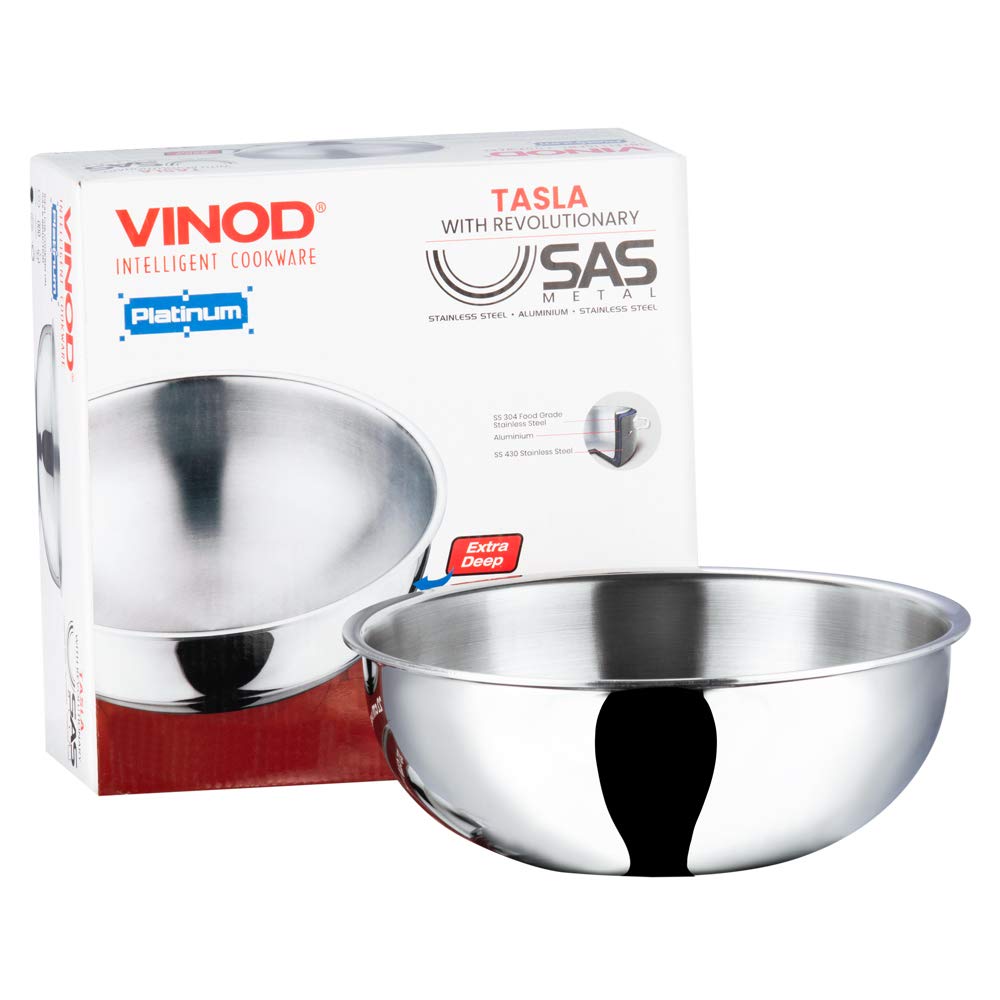 Vinod Platinum Extra Deep Stainless Steel Tasla 20 cm 1.5 Liter EDPTT20