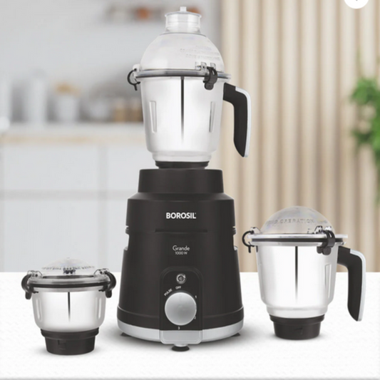 Borosil Grande 1000 Watts Mixer Grinder with 3 Jars & Copper Motor - HAMG01