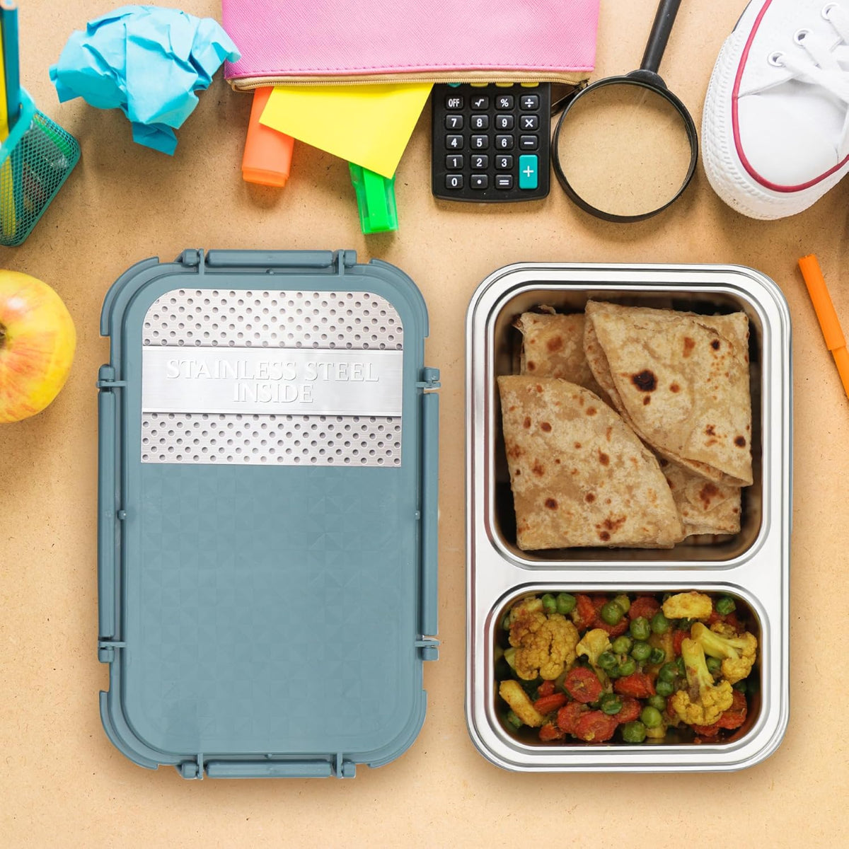 Jaypee SteelAdam Insulated Inner Stainless Steel Two Cavity Kids Lunch Box - BPA Free