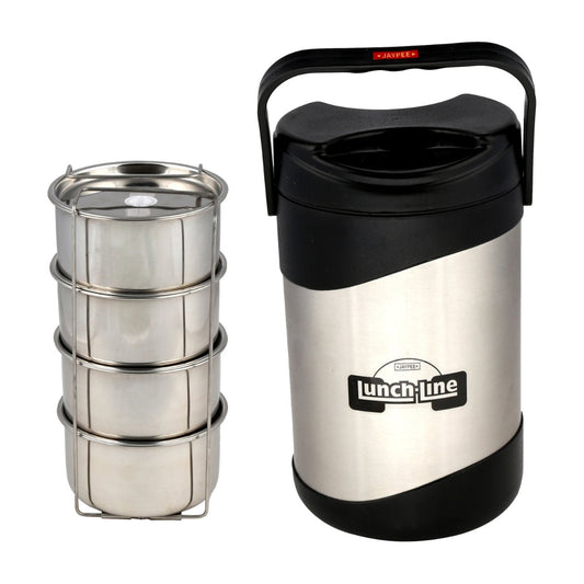Jaypee Lunch Line Insulated Inner Stainless Steel Lunch Box with 4 Compartment, 1.52L Capacity for Office