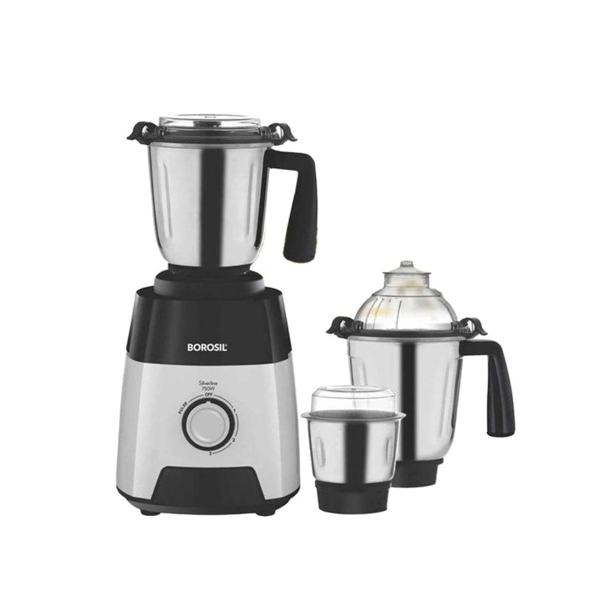 Borosil Silverline 750 Watts Mixer Grinder with 3 Jars - HAMG750W16