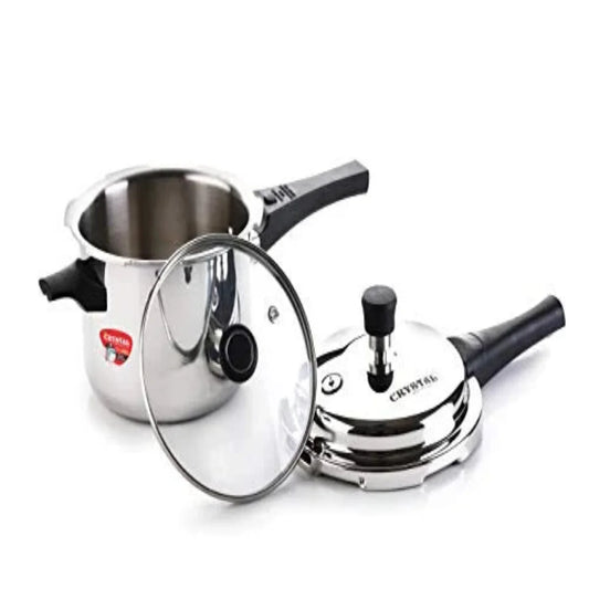 Crystal Tri-Pro Triply SS 5L Pressure Cooker with Additional Glass Lid, Induction - CPC-023