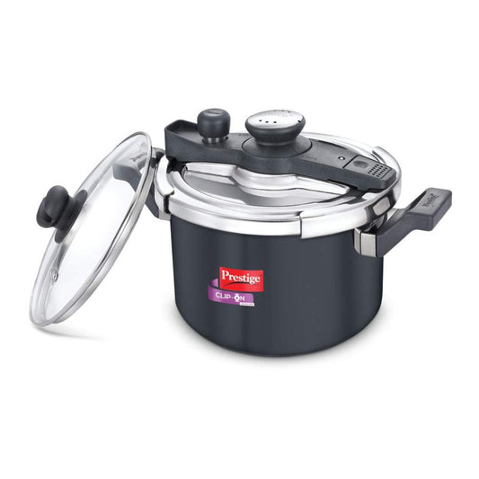 Prestige Savchh Clip-On Outer Lid Hard Anodised 5 Liter Pressure Cooker with Glass Lid - 20242