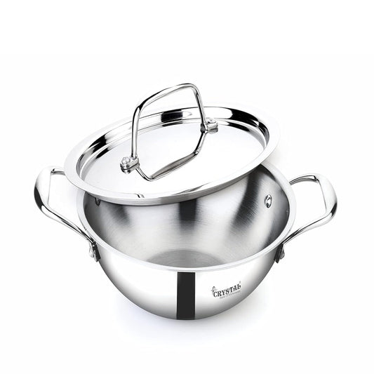 Crystal TriPro - Triply Stainless Steel Kadai with Stainless Steel Lid - Induction Bottom