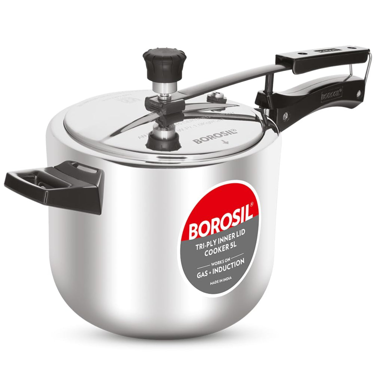 Borosil Triply Stainless Steel Inner Lid 5L Pressure Cooker, Induction Base - CFTPLYILC04