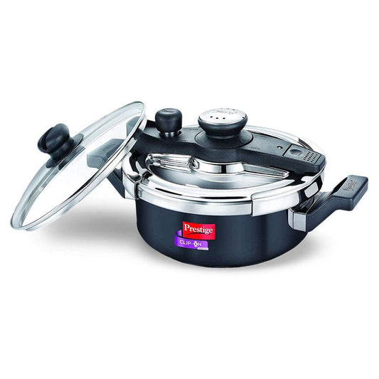 Prestige Savchh Clip-On Outer Lid Hard Anodised 3 Liter Pressure Cooker with Glass Lid - 20241
