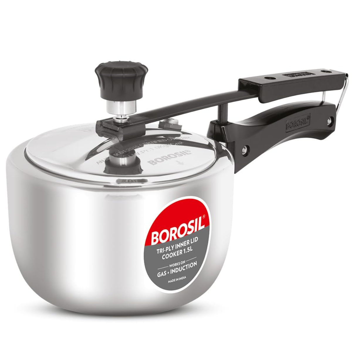 Borosil Triply Stainless Steel Inner Lid 1.5L Pressure Cooker, Induction Base - CFTPLYILC01