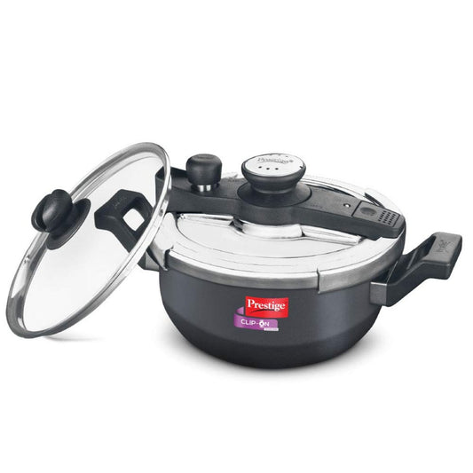 Prestige Svachh Clip-on Outer Lid Hard Anodised 3.5 Liter Pressure Kadhai Cooker with Glass Lid - 20234