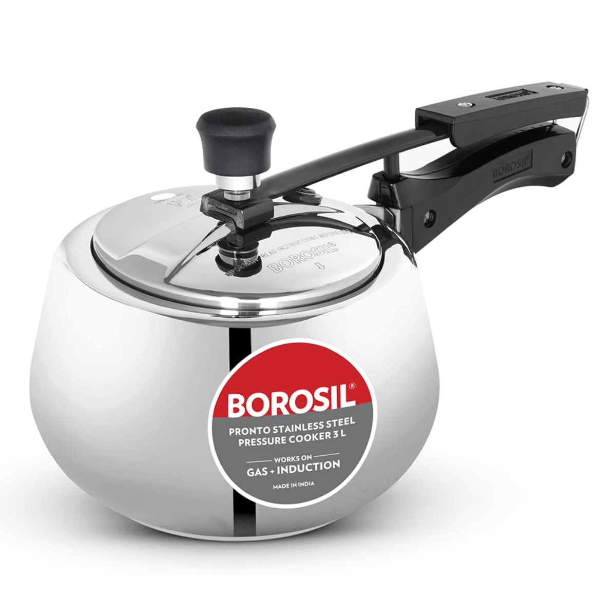 Borosil Pronto Stainless Steel 3 Liter Pressure Cooker, Induction - CFPC3LSH03S