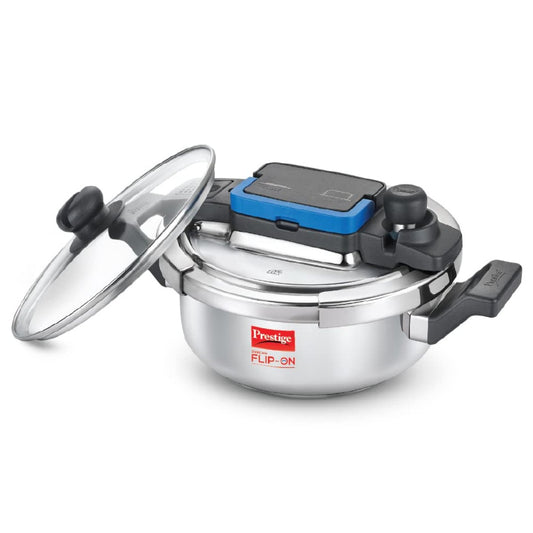 Prestige Svachh FLIP-ON Mini 2 Liter Stainless Steel Pressure Cooker with Glass Lid - 20164