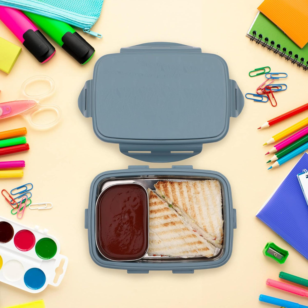 Jaypee Wave Steel Sr Insulated Inner Stainless Steel Kids Lunch Box | BPA Free