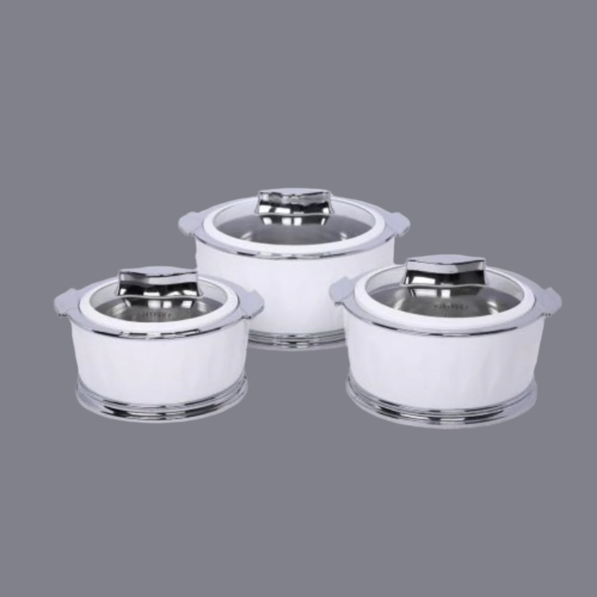 Jaypee Dazzle Mega Set of 3 Insulated Inner Stainless Steel Casseroles with Glass Lid Lockable | 1500+2000+3000 ml - BPA Free