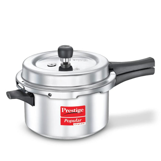 Prestige Popular Svachh Aluminium Outer Lid 4 Liter Pressure Cooker, Silver - 10166