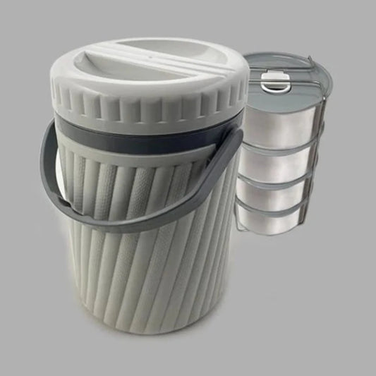 Jaypee Sleek Carrier 4 Insulated Lunch Box With Stainless Steel Containers, 1.52L For Office - BPA Free