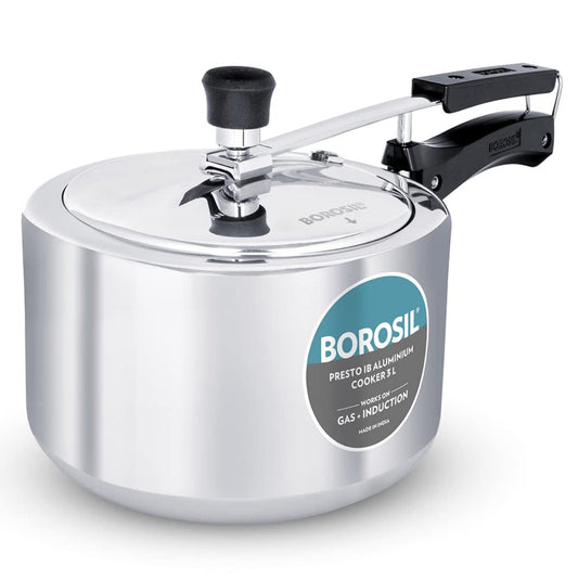 Borosil Presto Aluminum 3 Liter Inner Lid Pressure Cooker, Induction Base - CFPC3LAL02
