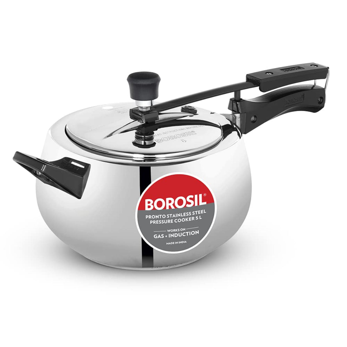 Borosil Pronto Stainless Steel 5 Liter Pressure Cooker, Induction - CFPC5LSH04S