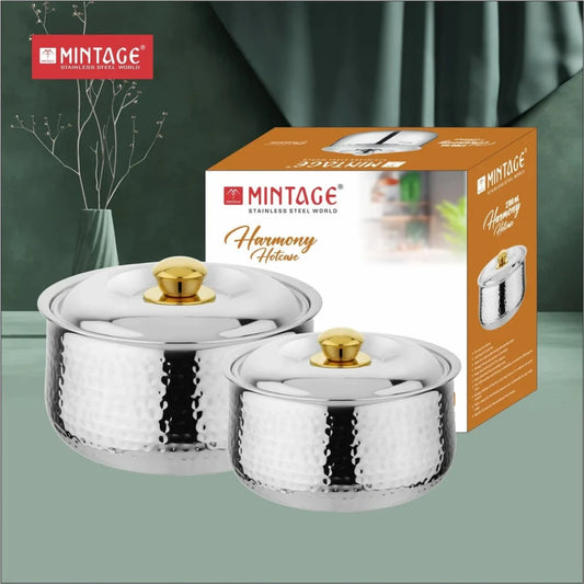 Mintage 2 Pc Gift Set Stainless Steel Hot Case Harmony Belly Hammered - HCHHG-02