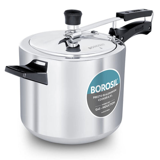 Borosil Presto Aluminum 6.5 Liter Inner Lid Pressure Cooker, Induction Base - CFPC7LAL04