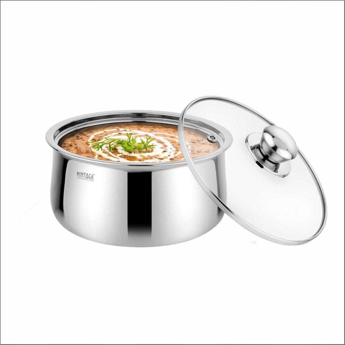 Mintage Stainless Steel Casserole (Riva) With Glass Lid 2700 ml (Large) - CRG-27