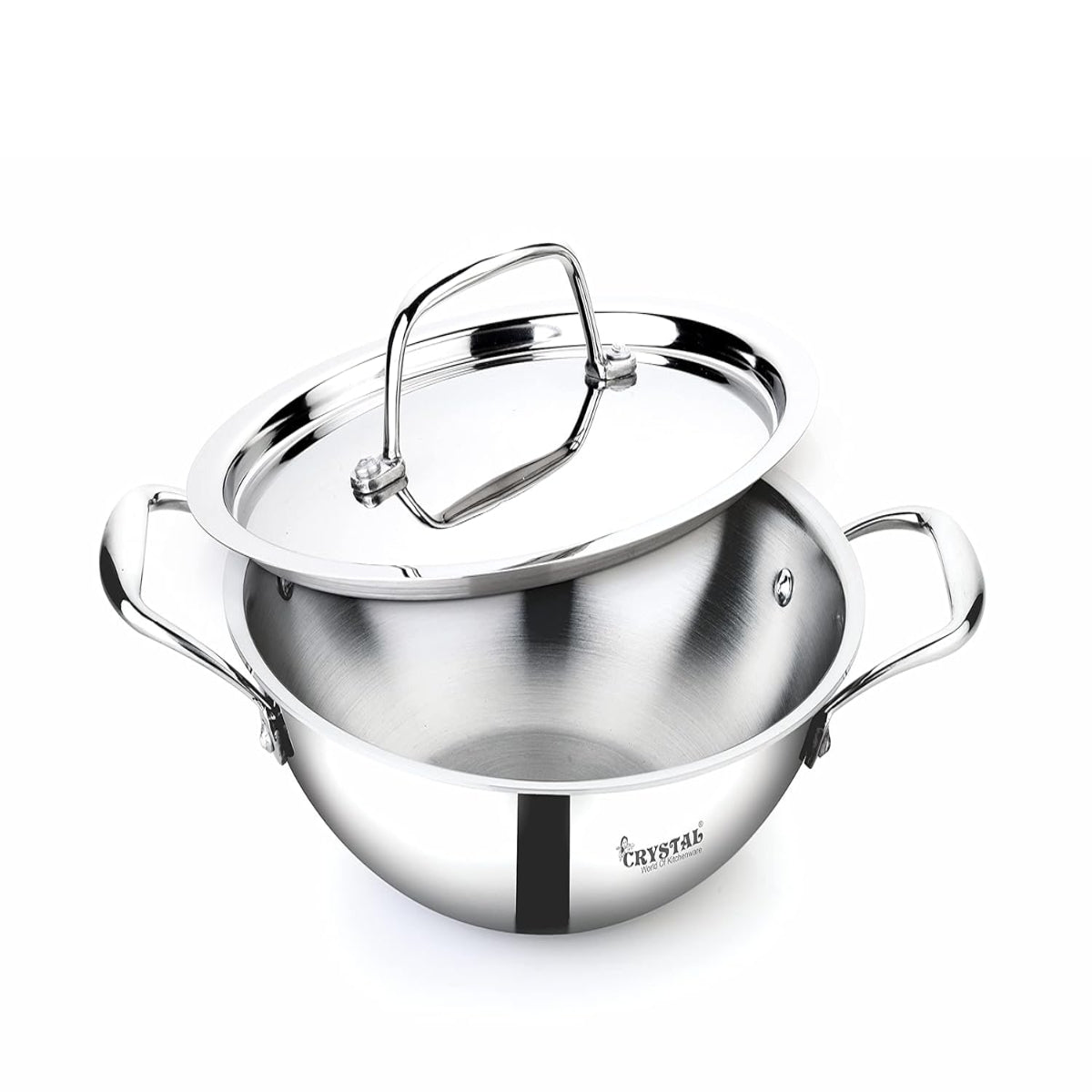 Crystal TriPro - Triply Stainless Steel Kadai with Stainless Steel Lid - Induction Bottom