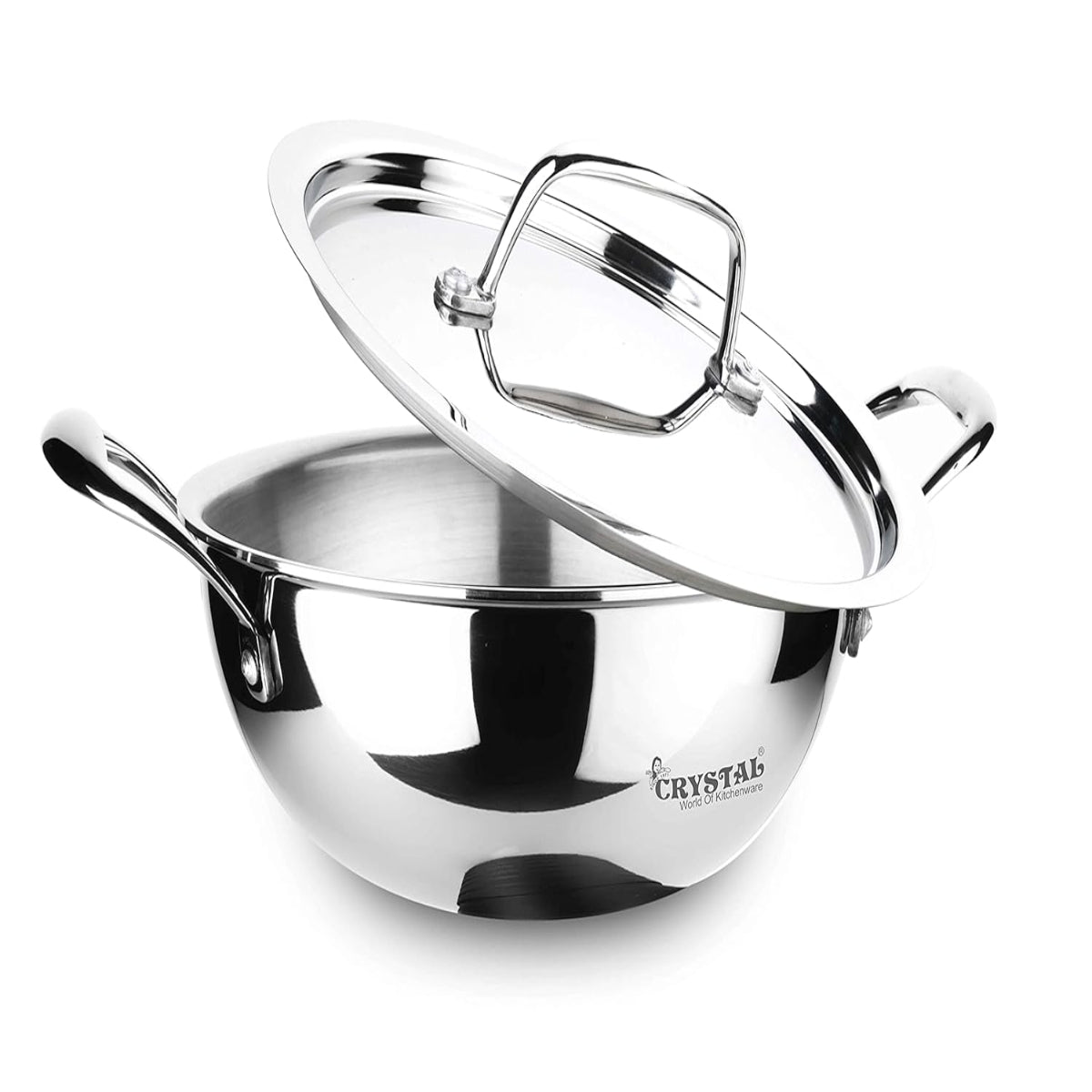 Crystal TriPro - Triply Stainless Steel Extra Deep Kadai with Stainless Steel Lid - Induction Bottom