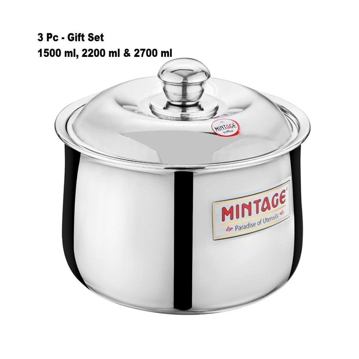 Mintage 3 Pc Gift Set Casserole Harmony Belly With Stainless Steel Lid - HCHG-03