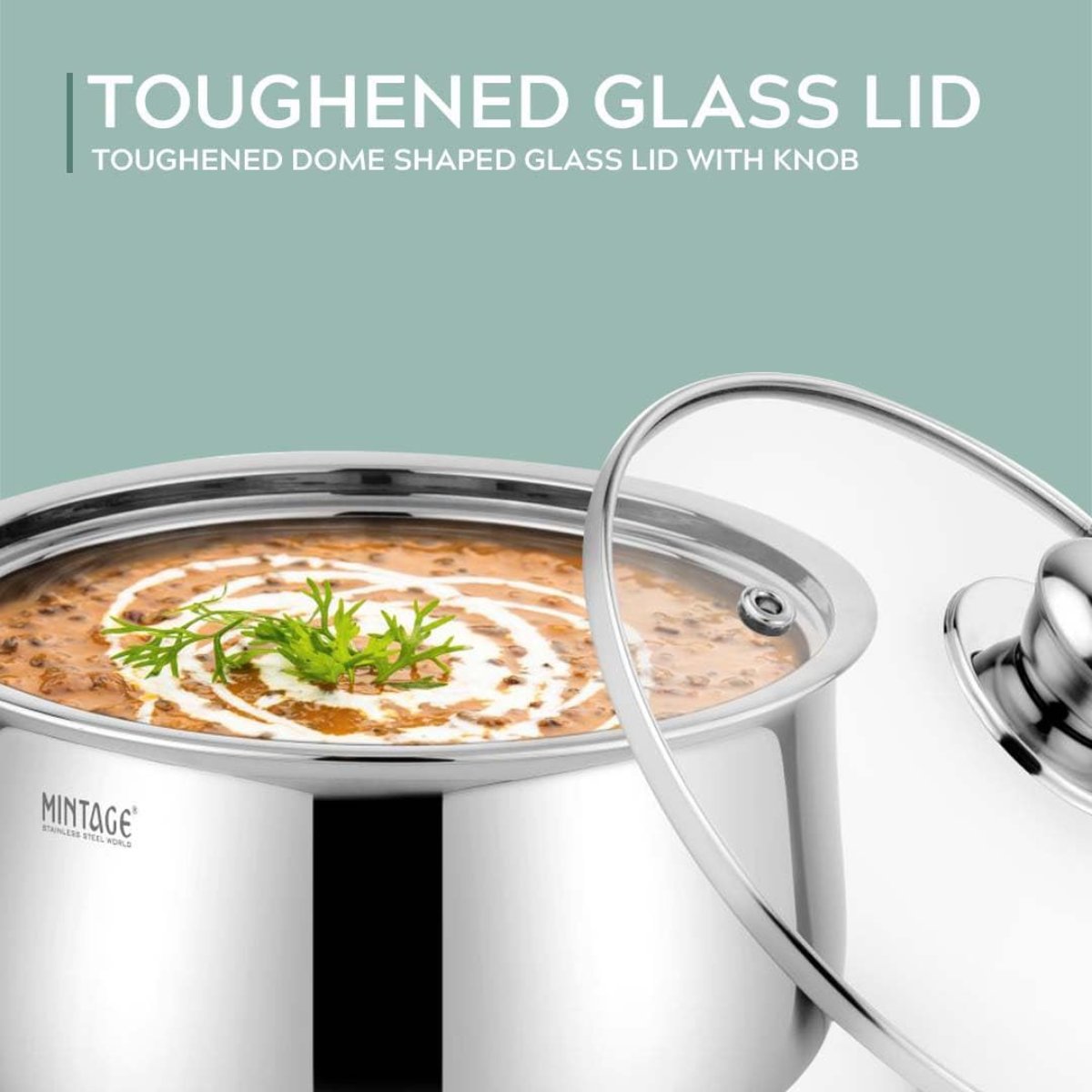 Mintage Stainless Steel Casserole (Riva) With Glass Lid 1000 ml (Mini) - CRG-10