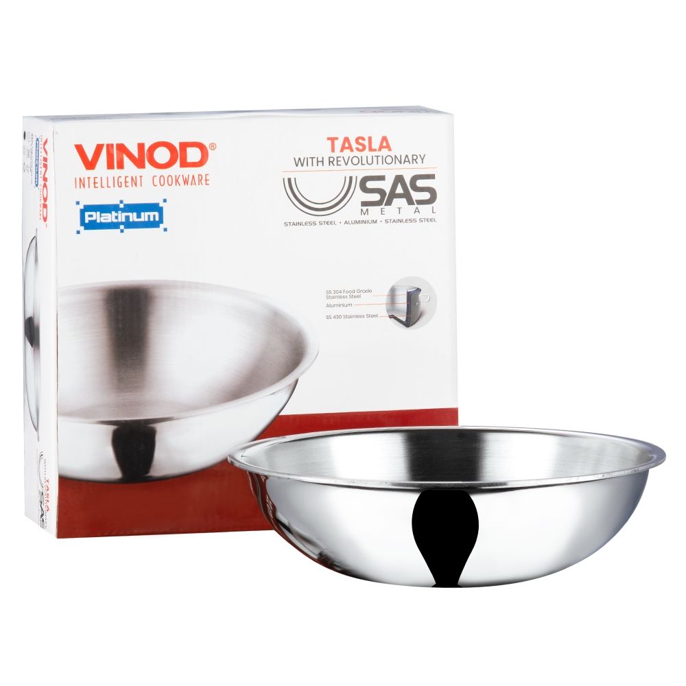 Vinod Platinum Stainless Steel Tasla 28 cm 3.7 Liter Induction Friendly PTT28