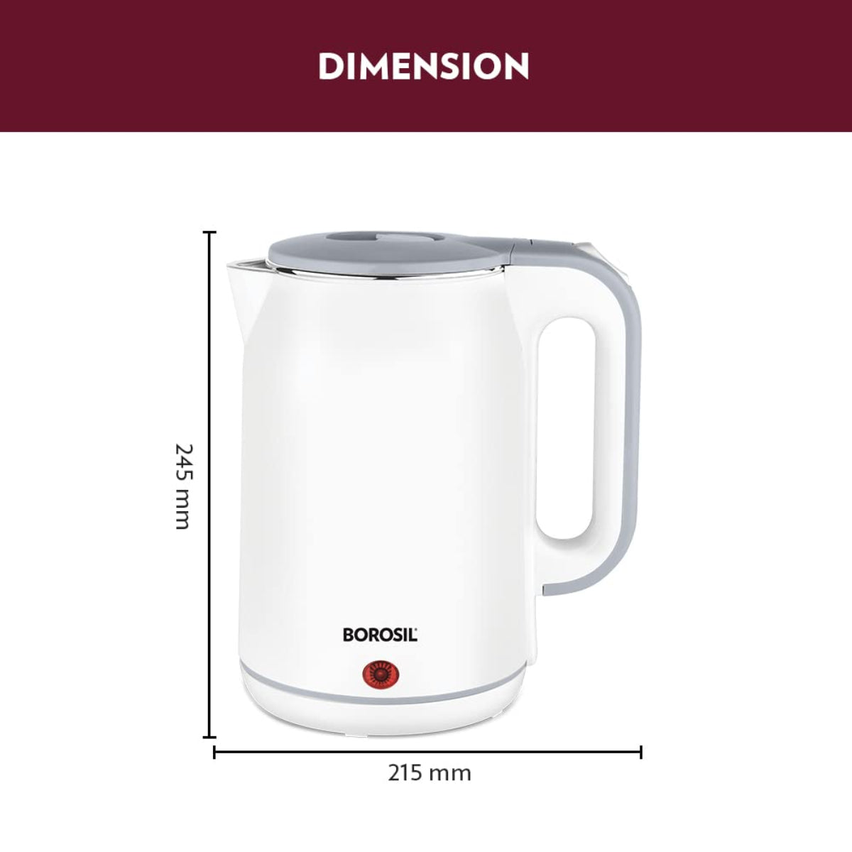 Borosil 1800 Watts Cooltouch 1.8 Ltr Stainless Steel Electric Kettle - BKE18LCT25