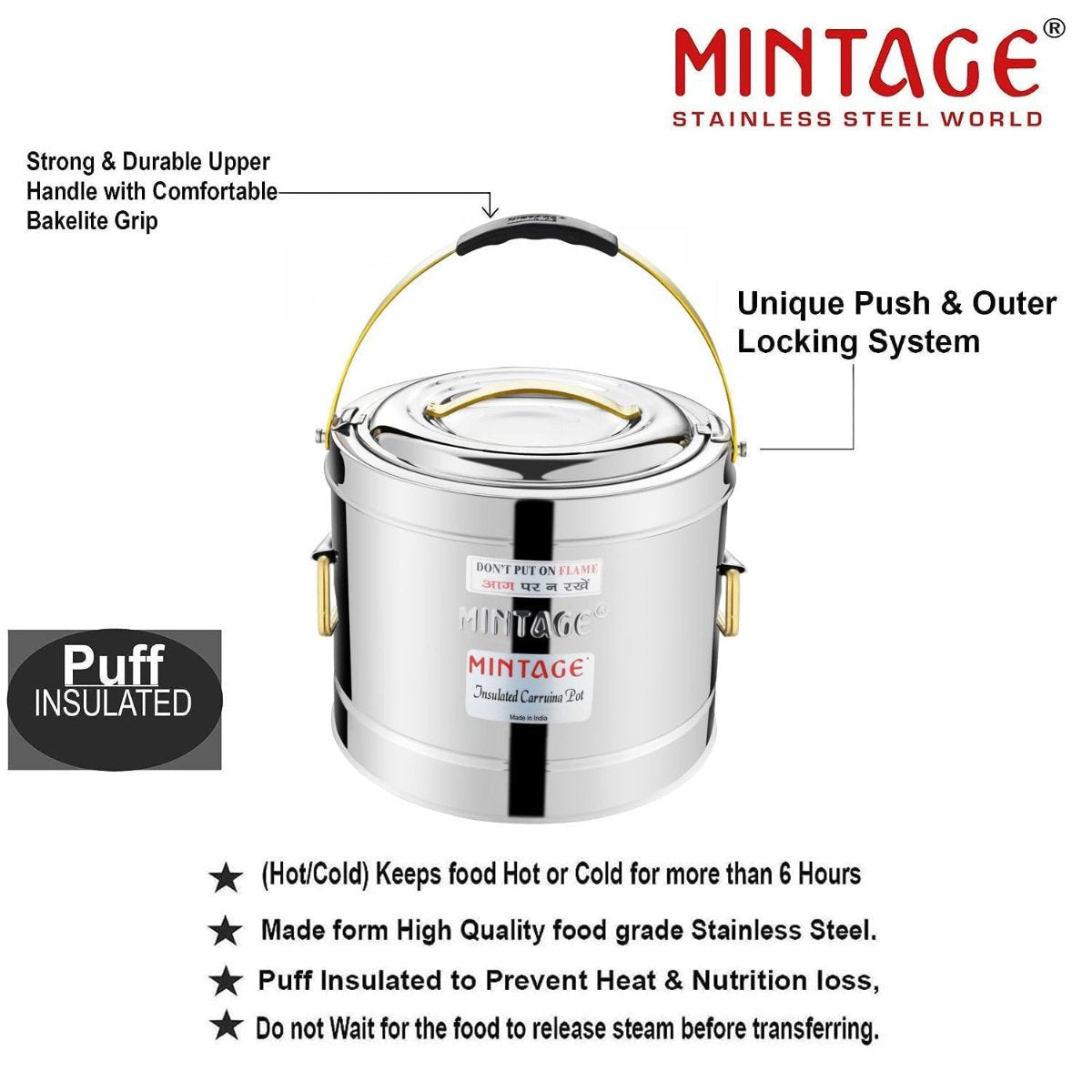 Mintage Stainless Steel Hot/Cold Hot Pot Orbit 20L with Upper & Side Handle HP20
