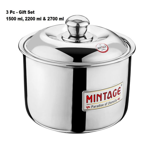Mintage 3 Pc Gift Set Hot Case Fiesta Casserole With Stainless Steel Lid HCFG-03