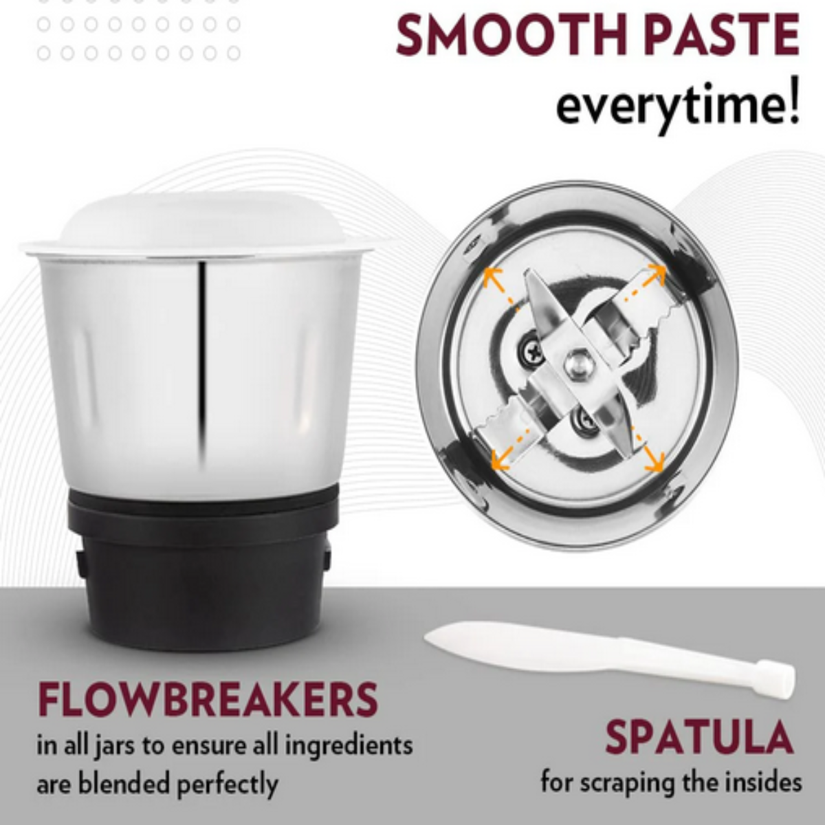 Borosil Supermax Mixer Grinder 750 Watts with 3 Stainless Steel Jars, Red - HAMG750W28