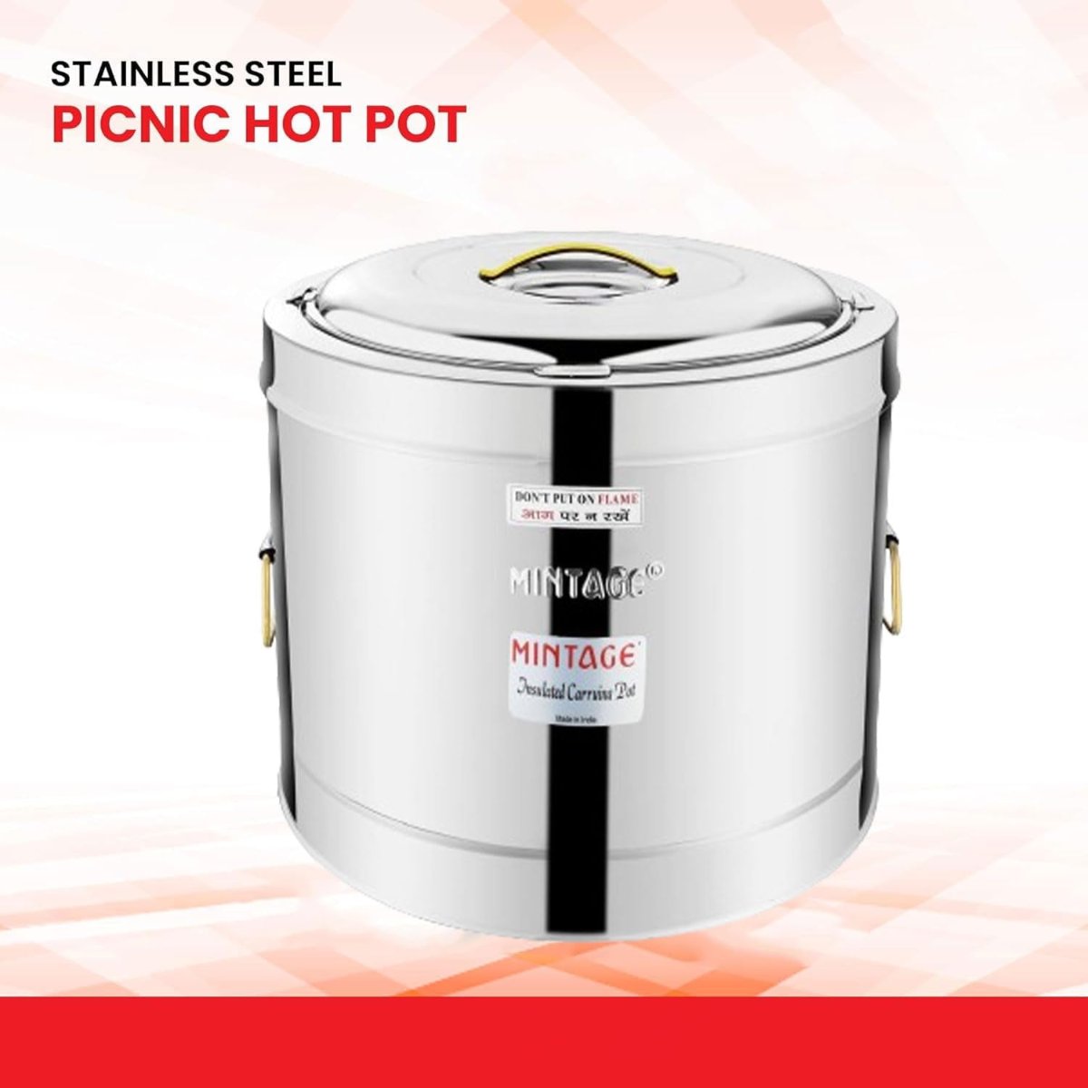 Mintage Stainless Steel Hot Pot 25L Orbit With Side Golden PVD Handle - HP-25