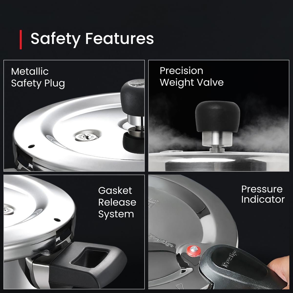 Prestige 3.5 Litre Svachh Triply, Spillage Control, Pressure Cooker - 20704