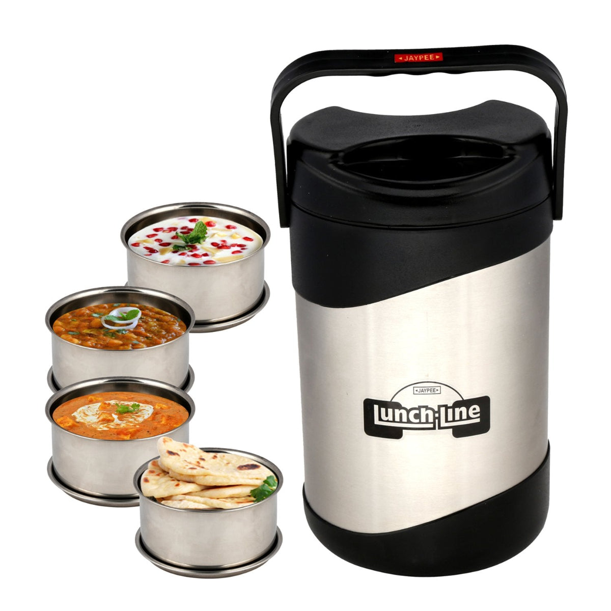 Jaypee Lunch Line Insulated Inner Stainless Steel Lunch Box with 4 Compartment, 1.52L Capacity for Office