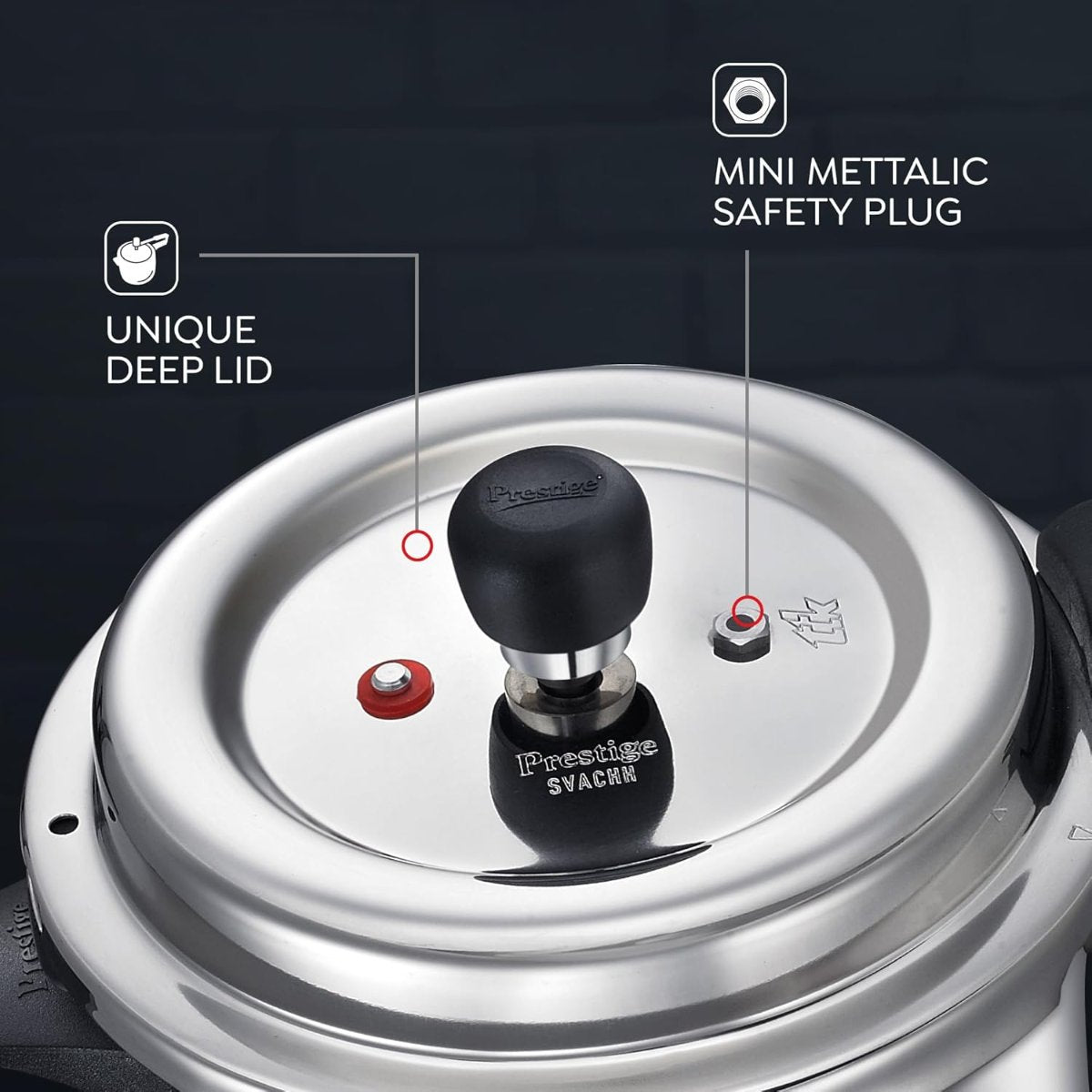 Prestige Deluxe Alpha Svachh Stainless Steel 3.5L Pressure Cooker - 20249