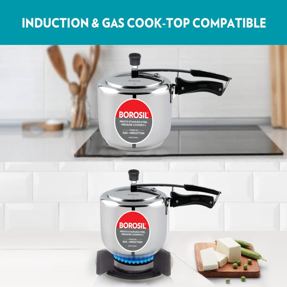 Borosil Presto Stainless Steel Inner Lid 3L Pressure Cooker, Induction - CFPC3LSS01S