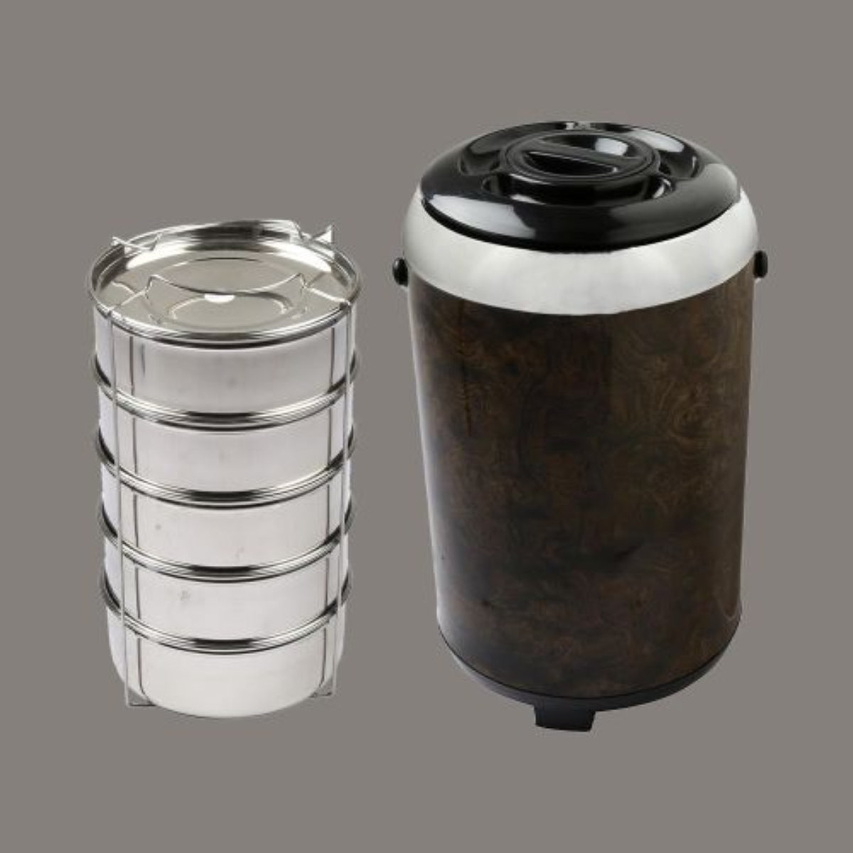 Jaypee Jumbo Ultra Wood Insulated Inner Stainless Steel Lunch Box with 5 Containers, 6.70L Capacity for Office